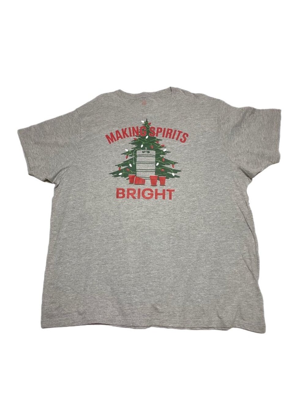 Men's Christmas T-Shirt Making Spirits Bright Sz XXL (50-52) Grey